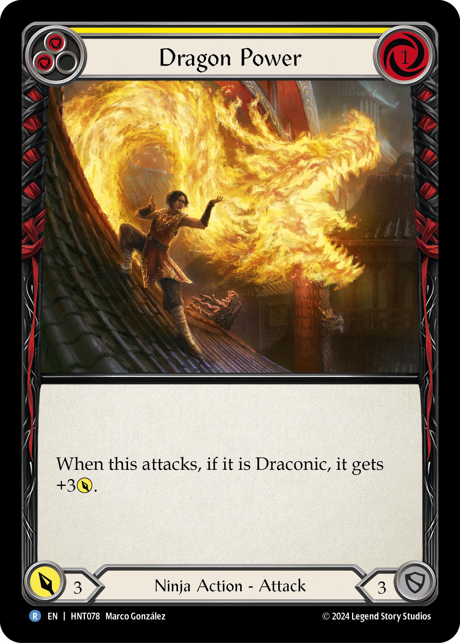 Dragon Power (Yellow) [HNT078] (The Hunted)  Rainbow Foil