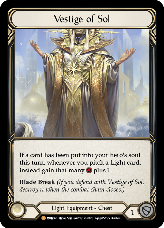 Vestige of Sol [MON060-CF] (Monarch)  1st Edition Cold Foil